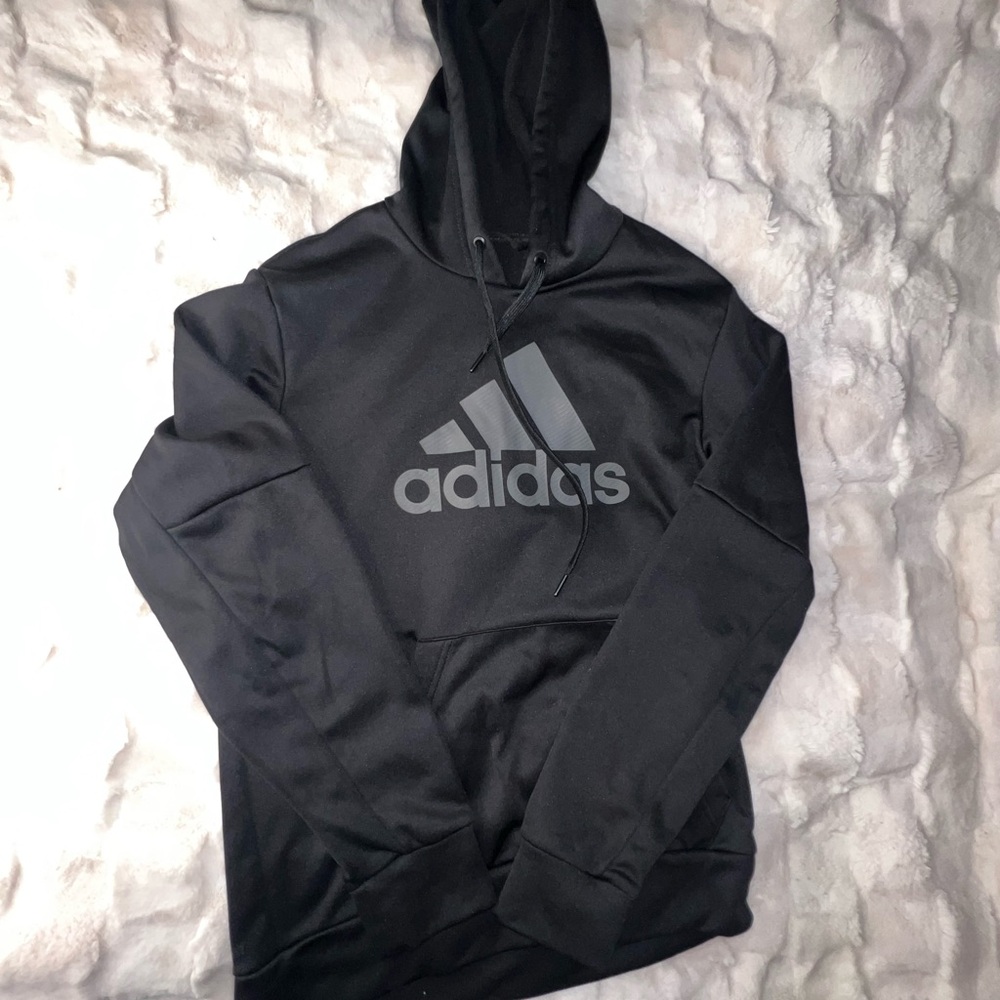 Adidas Men's Black and Gray Logo Hoodie | S |